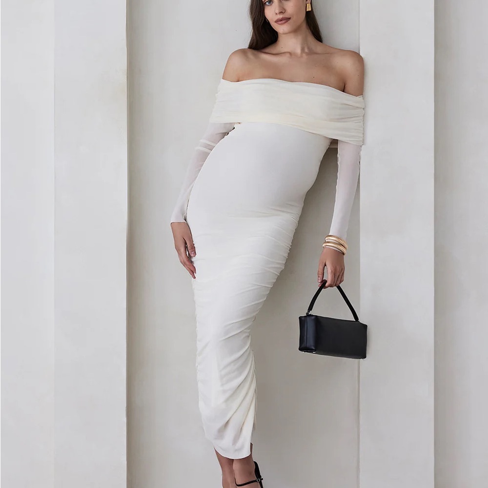 Bumpsuit Off The Shoulder Soft Mesh Dress